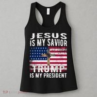 Jesus Is My Savior Trump Is My President American Flag Women's Tank Top thumb 3
