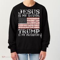 Jesus Is My Savior Trump Is My President 2020 Women's Sweatshirt thumb 0