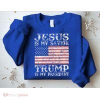 Jesus Is My Savior Trump Is My President 2020 Sweatshirt thumb 2