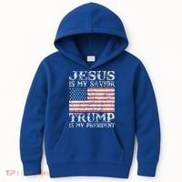 Jesus Is My Savior Trump Is My President 2020 Kids Hoodie thumb 0