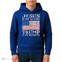Jesus Is My Savior Trump Is My President 2020 Kids Hoodie thumb 4