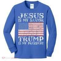 Jesus Is My Savior Trump Is My President 2020 Kids Long Sleeve Shirt thumb 0