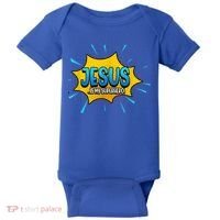 Jesus Is My Superhero God Christian Church Baby Bodysuit thumb 0