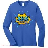 Jesus Is My Superhero God Christian Church Women's Long Sleeve Shirt thumb 0