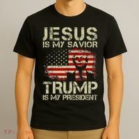 Jesus Is My Savior Trump Is My President Trump 2024 USA Flag T-Shirt thumb 3