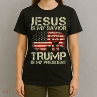 Jesus Is My Savior Trump Is My President Trump 2024 USA Flag T-Shirt thumb 4