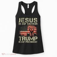 Jesus Is My Savior Trump Is My President Trump 2024 USA Flag Women's Tank Top thumb 0
