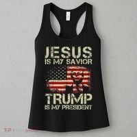 Jesus Is My Savior Trump Is My President Trump 2024 USA Flag Women's Tank Top thumb 3