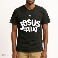 Jesus Is My New Plug Funny Christian Convert Tall T-Shirt thumb 2