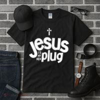 Jesus Is My New Plug Funny Christian Convert Tall T-Shirt thumb 3