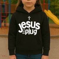 Jesus Is My New Plug Funny Christian Convert Kids Hoodie thumb 3