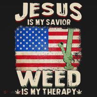 Jesus Is My Savior Weed Is My Therapy Marijuana Cannabis Pajama Set thumb 2