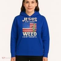 Jesus Is My Savior Weed Is My Therapy Marijuana Cannabis Hoodie thumb 5