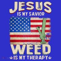 Jesus Is My Savior Weed Is My Therapy Marijuana Cannabis Sweatshirt thumb 3