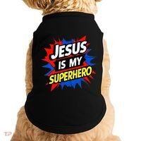 Jesus Is My Superhero Christian God Religious Comic Doggie Tank thumb 0