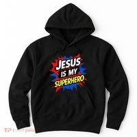 Jesus Is My Superhero Christian God Religious Comic Hoodie thumb 0