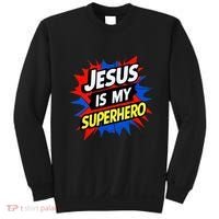 Jesus Is My Superhero Christian God Religious Comic Sweatshirt thumb 0
