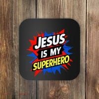 Jesus Is My Superhero Christian God Religious Comic Coaster thumb 0