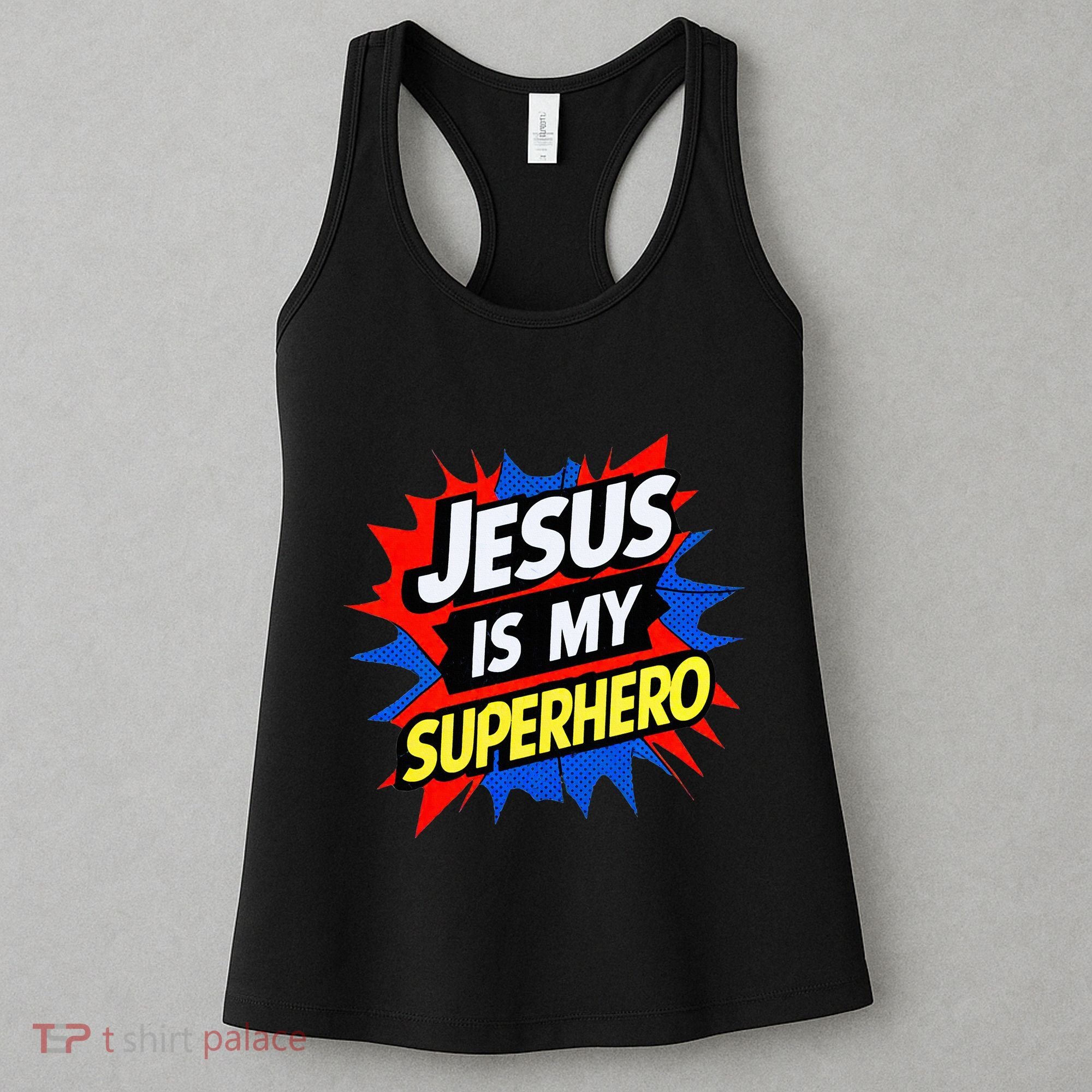 Jesus Is My Superhero Christian God Religious Comic Women's Tank Top