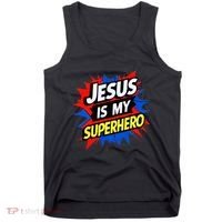 Jesus Is My Superhero Christian God Religious Comic Tank Top thumb 0
