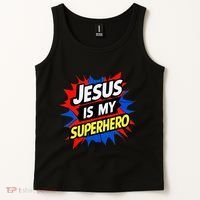 Jesus Is My Superhero Christian God Religious Comic Tank Top thumb 2