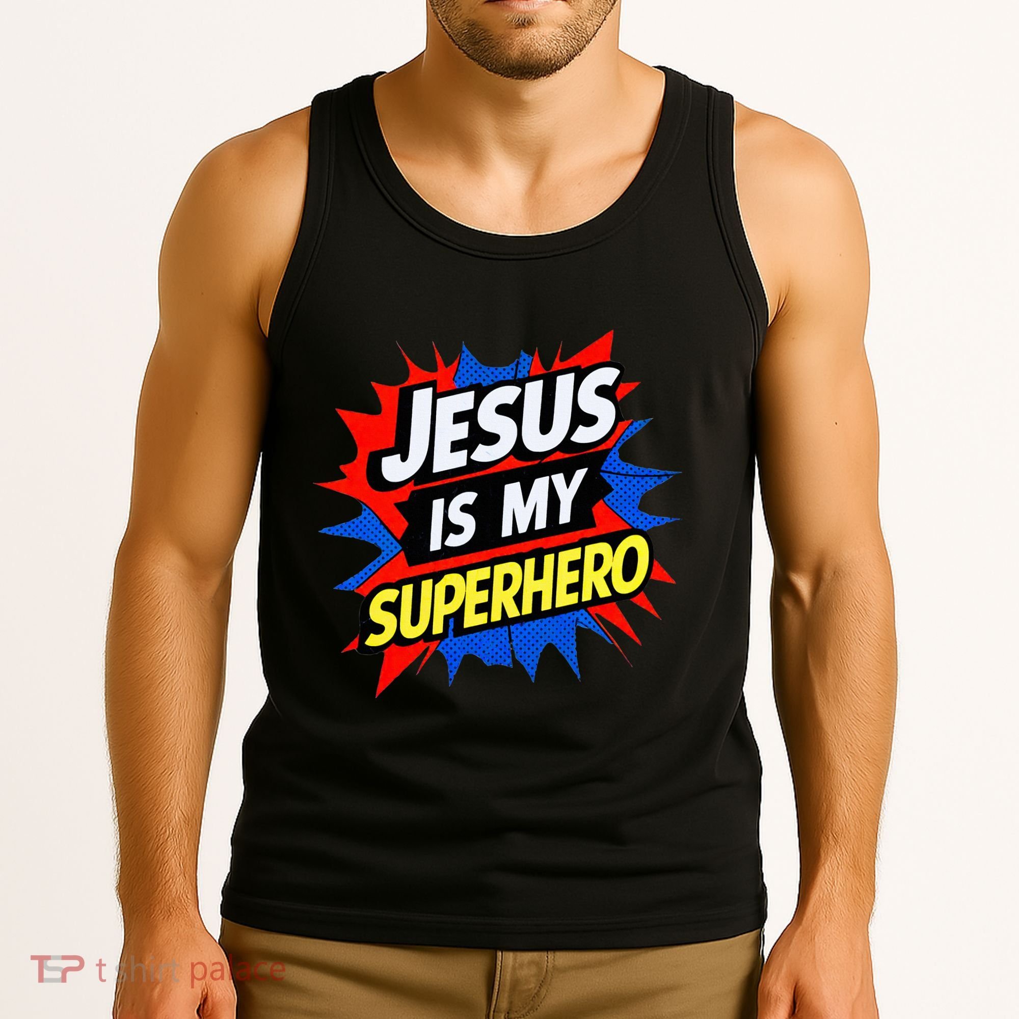 Jesus Is My Superhero Christian God Religious Comic Tank Top