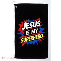 Jesus Is My Superhero Christian God Religious Comic Golf Towel thumb 0