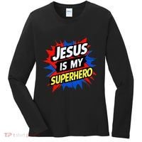 Jesus Is My Superhero Christian God Religious Comic Women's Long Sleeve Shirt thumb 0