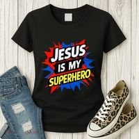 Jesus Is My Superhero Christian God Religious Comic Women's T-Shirt thumb 3
