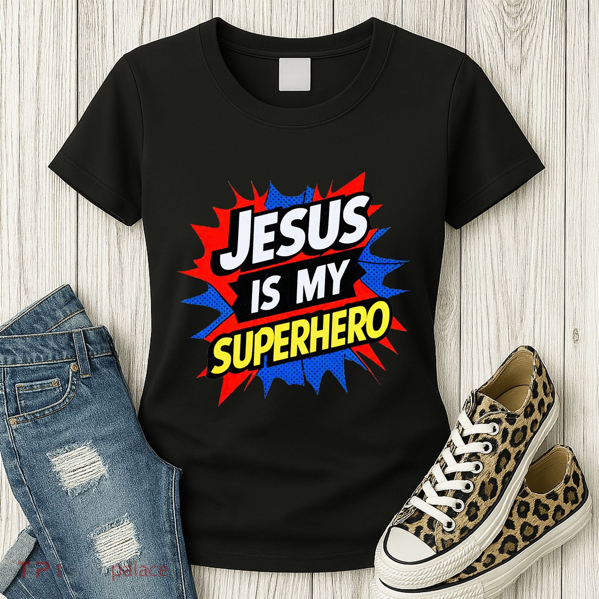 Jesus Is My Superhero Christian God Religious Comic Women's T-Shirt