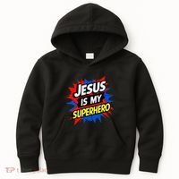 Jesus Is My Superhero Christian God Religious Comic Kids Hoodie thumb 0