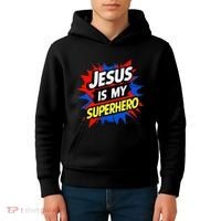 Jesus Is My Superhero Christian God Religious Comic Kids Hoodie thumb 4