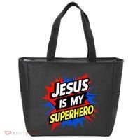 Jesus Is My Superhero Christian God Religious Comic Tote Bag thumb 0