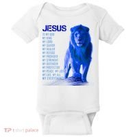 Jesus Is My Everything Quote Lion Christianity Baby Bodysuit thumb 0