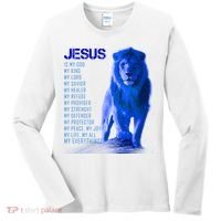 Jesus Is My Everything Quote Lion Christianity Women's Long Sleeve Shirt thumb 0