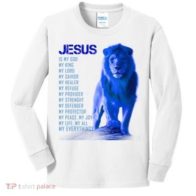 Jesus Is My Everything Quote Lion Christianity Kids Long Sleeve Shirt