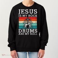 Jesus Is My Rock Drums Are My Roll Christian Drummer Women's Sweatshirt thumb 0