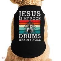 Jesus Is My Rock Drums Are My Roll Christian Drummer Doggie Tank thumb 0
