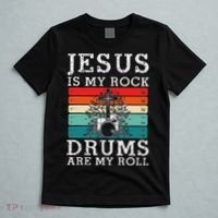 Jesus Is My Rock Drums Are My Roll Christian Drummer T-Shirt thumb 5