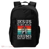 Jesus Is My Rock Drums Are My Roll Christian Drummer Backpack thumb 0