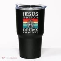 Jesus Is My Rock Drums Are My Roll Christian Drummer Tumbler thumb 0