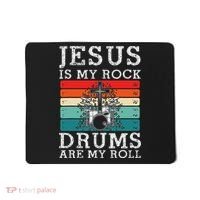 Jesus Is My Rock Drums Are My Roll Christian Drummer Mousepad thumb 0