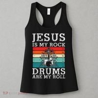 Jesus Is My Rock Drums Are My Roll Christian Drummer Women's Tank Top thumb 3