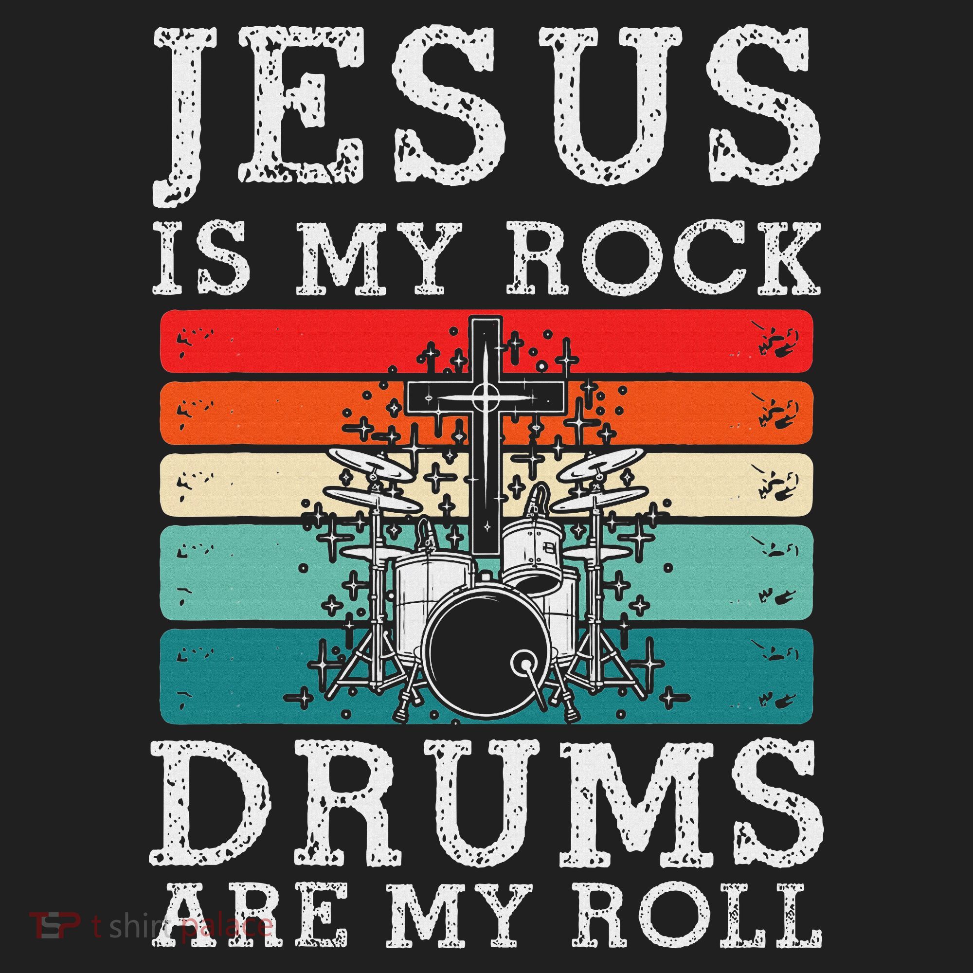 Jesus Is My Rock Drums Are My Roll Christian Drummer Golf Towel