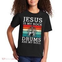 Jesus Is My Rock Drums Are My Roll Christian Drummer Kids T-Shirt thumb 2