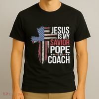 Jesus Is My Savior Pope Is My Coach Religious Quote T-Shirt thumb 3