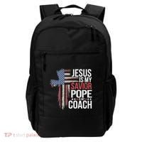 Jesus Is My Savior Pope Is My Coach Religious Quote Backpack thumb 0