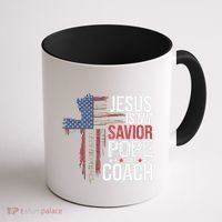 Jesus Is My Savior Pope Is My Coach Religious Quote Coffee Mug thumb 1