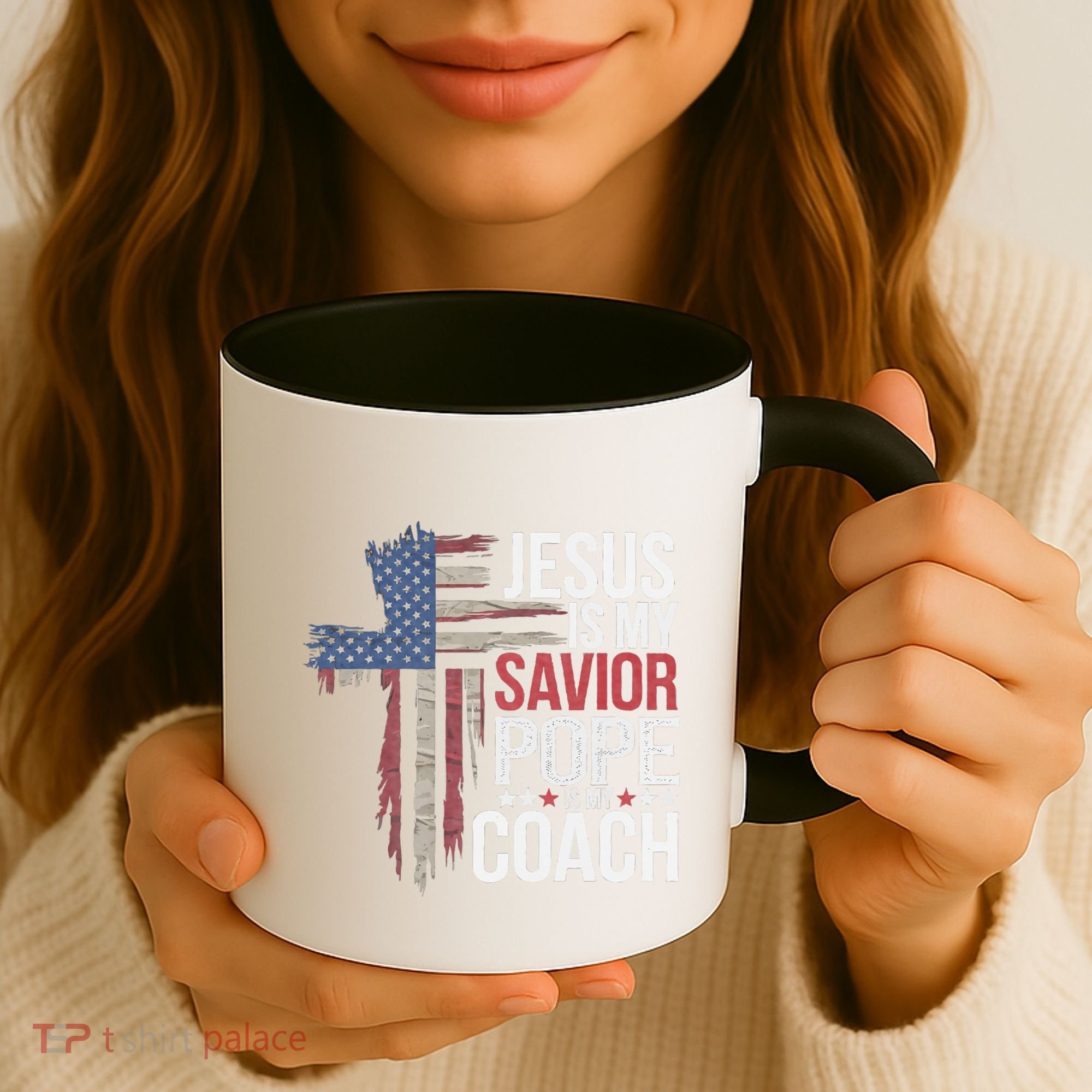 Jesus Is My Savior Pope Is My Coach Religious Quote Coffee Mug
