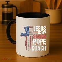 Jesus Is My Savior Pope Is My Coach Religious Quote Coffee Mug thumb 4
